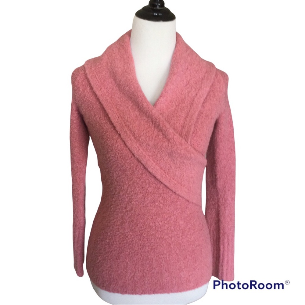 Pink Shawl Collar Cozy Nubby Textured Sweater